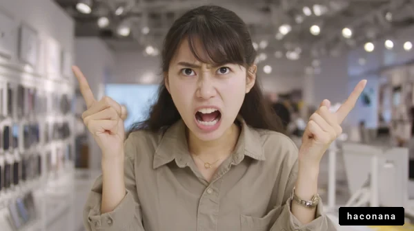 怒りを表現する女性