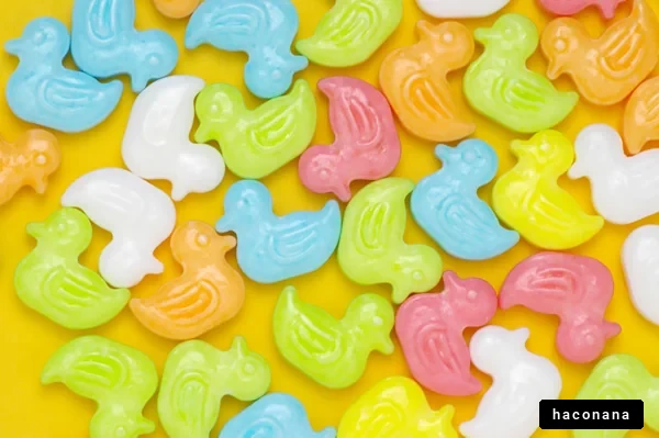 カラフルなアヒルのお菓子
