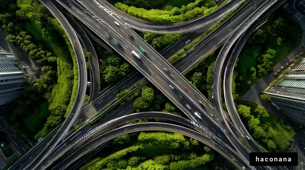 緑に囲まれた高速道路