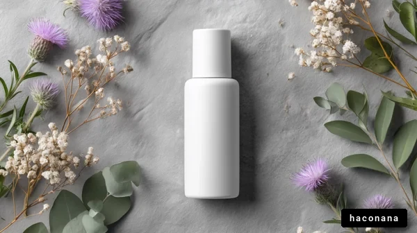 白いボトルと自然な背景