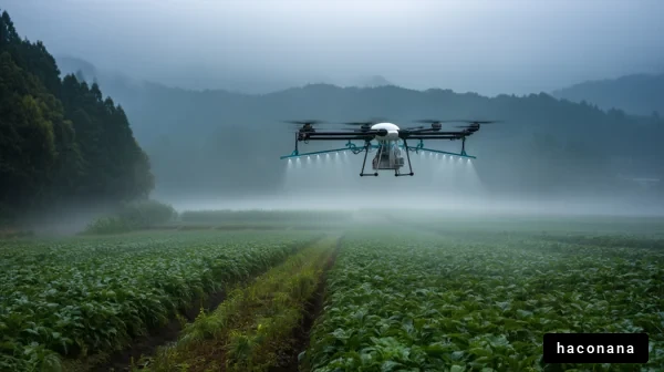 農業用ドローンが活躍する風景