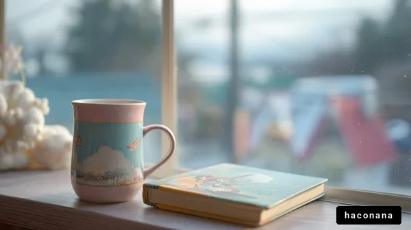 窓辺のマグカップとノート
