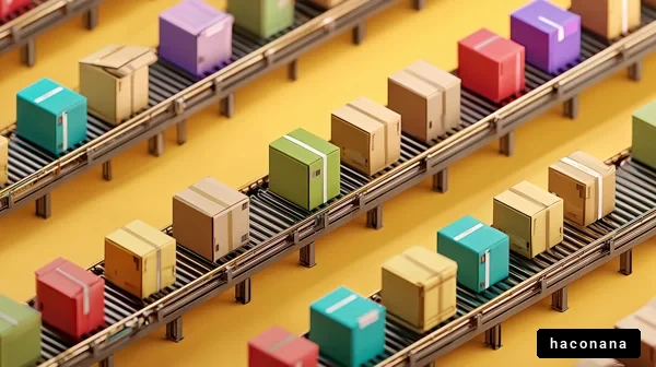 カラフルな荷物とコンベア