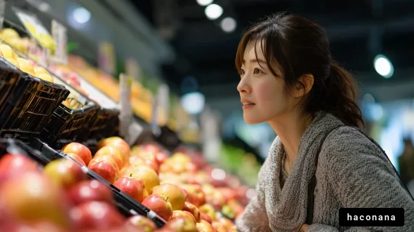 果物を選ぶ女性