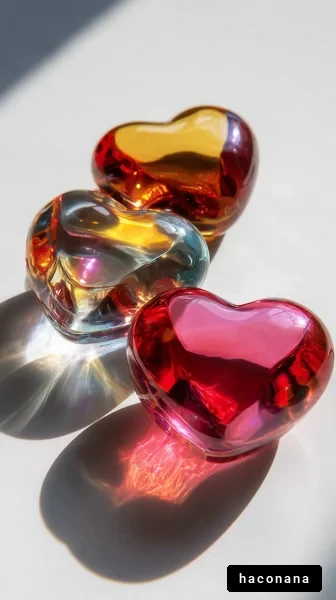 カラフルなハート型の飾り