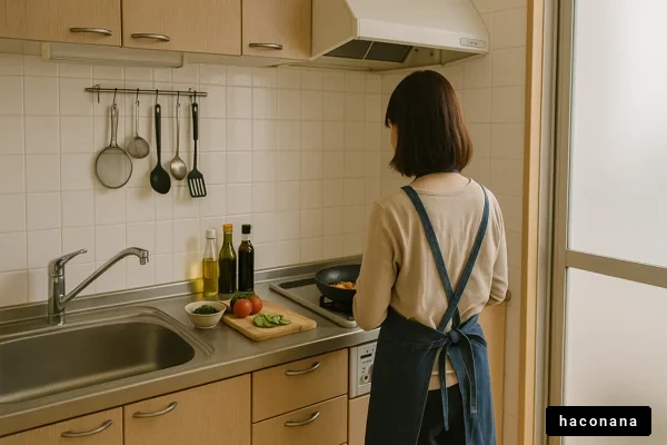 料理を楽しむ女性のシーン