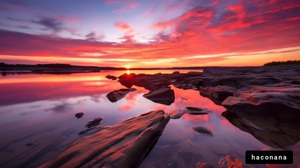 美しい夕焼けと静かな水面