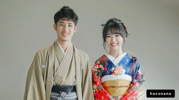 伝統的な和装のカップル
