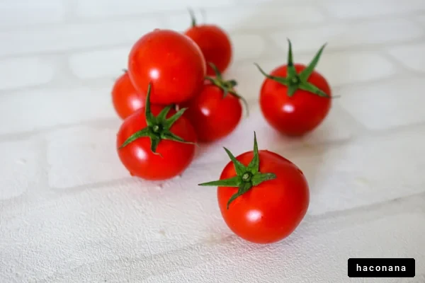 新鮮な完熟トマトの群れ