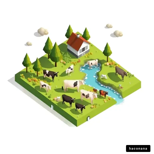 牛と自然の牧場風景