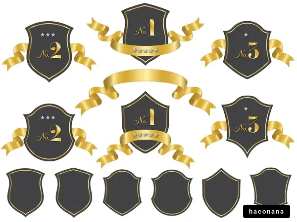 金色のシールドとリボン