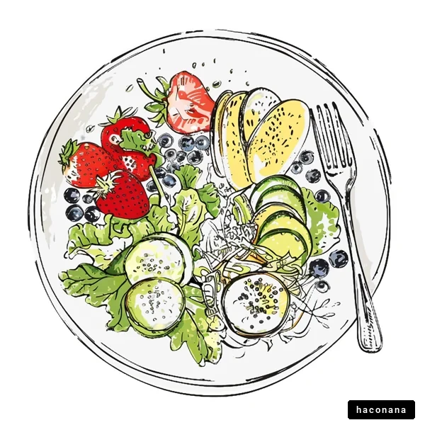 新鮮なサラダとフルーツ