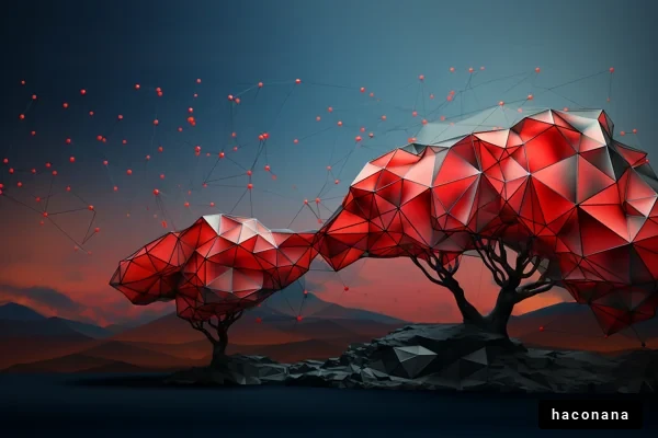 幾何学的な赤い木の風景