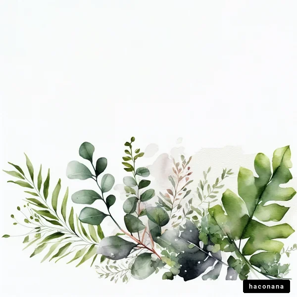 緑の葉の水彩アート