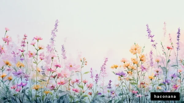 花畑の水彩画風景