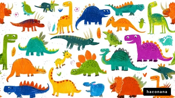 カラフルな恐竜たちのイラスト