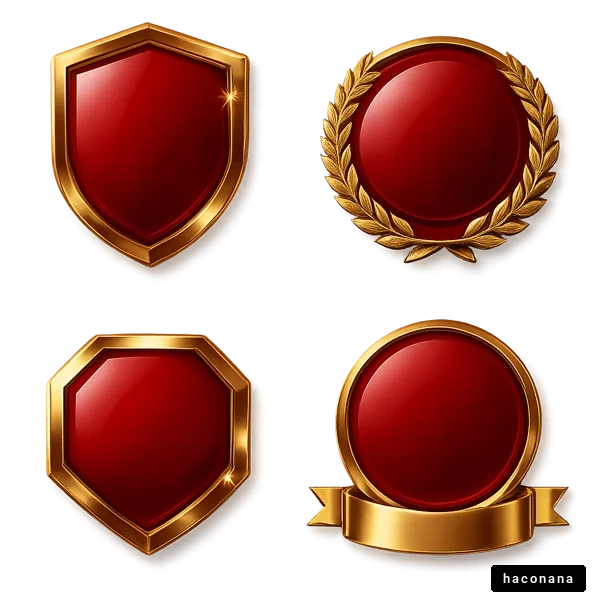 豪華なバッジや盾のセット