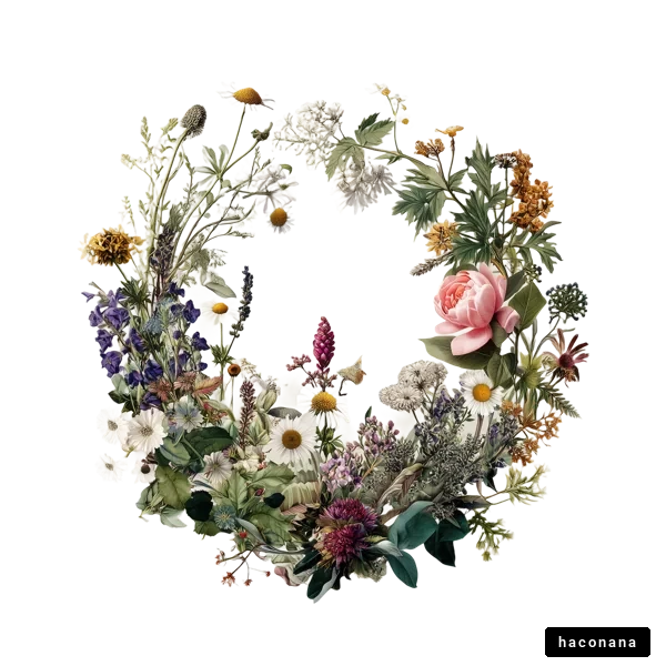 色とりどりの花のリース