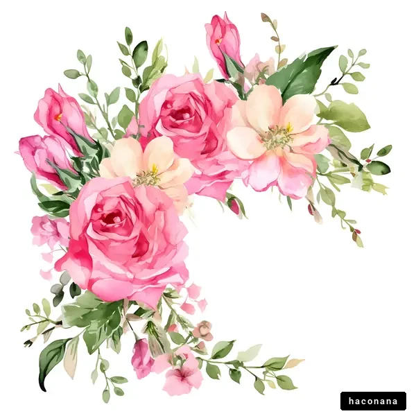 ピンク色の花の水彩画