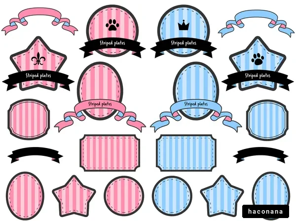 ストライプ柄のラベルセット