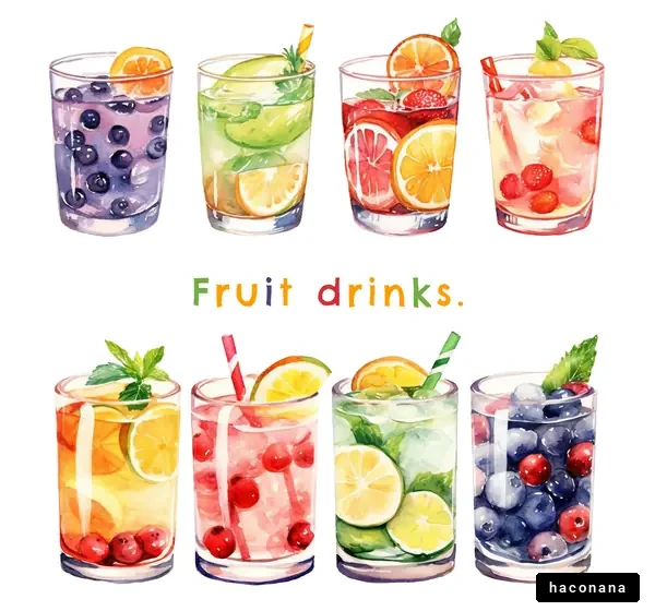 カラフルなフルーツドリンク