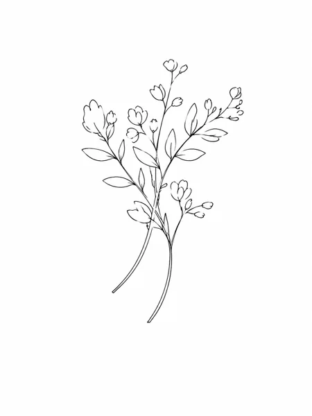 野草の花束ラインアートイラスト