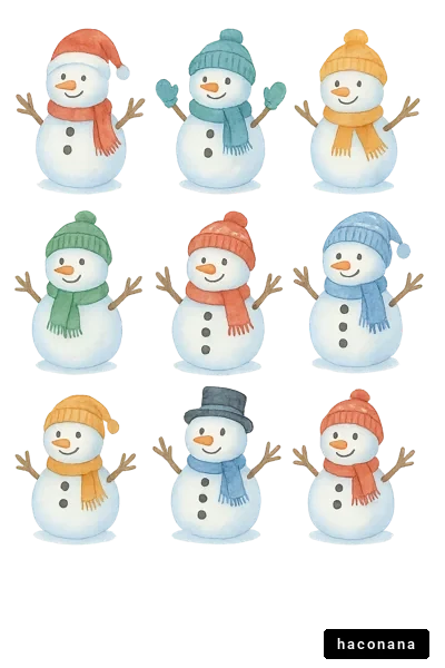 かわいい雪だるまのイラスト