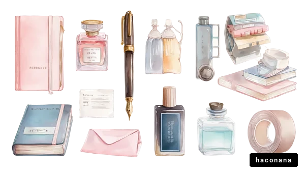 文房具と書籍のイラスト