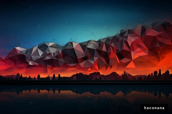 抽象的な風景と夕日