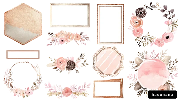 華やかな水彩フレームセット