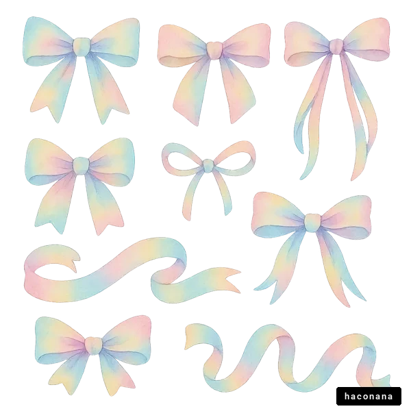 カラフルなリボンのイラスト