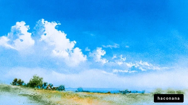 青空と雲の風景画