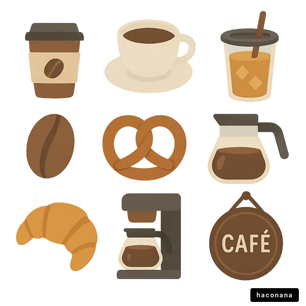 カフェアイコンと飲み物