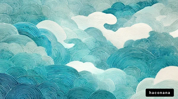 青い渦巻き模様の雲