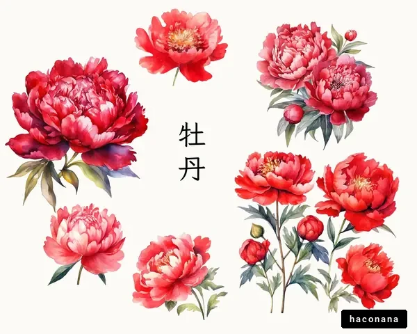 美しい牡丹の花のイラスト