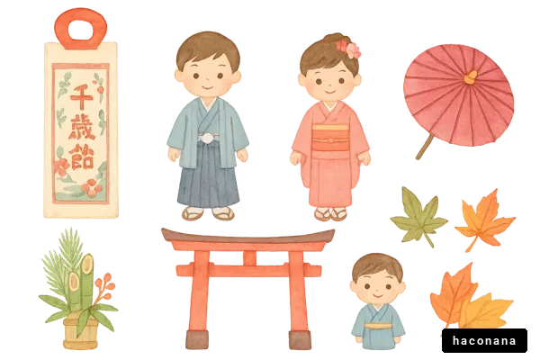 伝統的な和装の子供たち