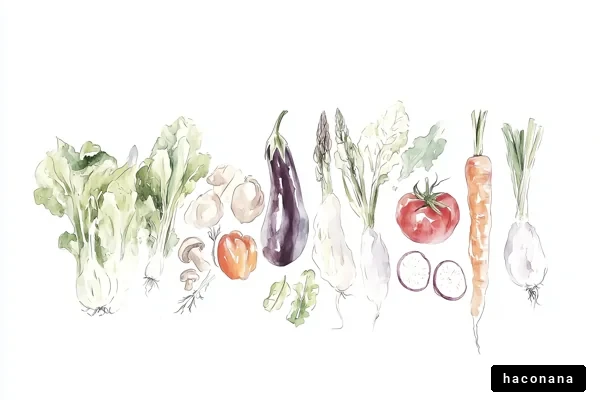 さまざまな野菜の水彩画