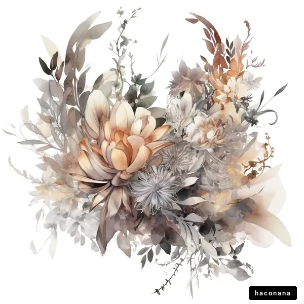 ブラウン系の花の水彩イラスト