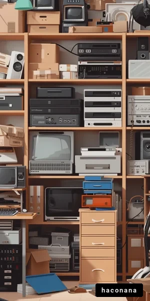 懐かしの機器が並ぶ棚