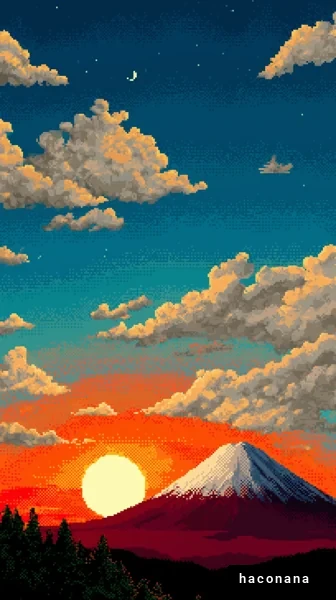 富士山と夕焼けの風景