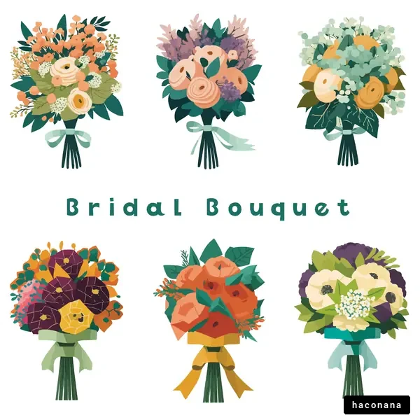 美しい花束のイラストセット