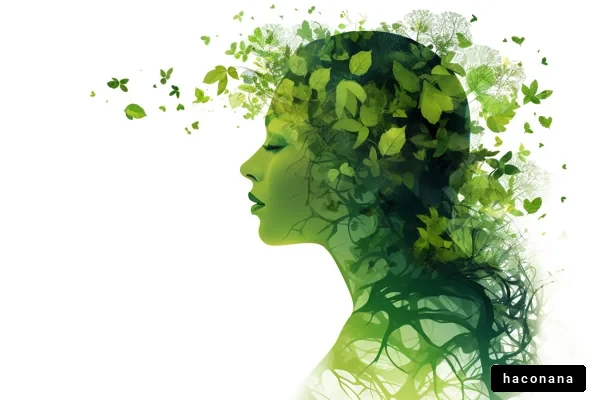 緑に包まれた女性のシルエット