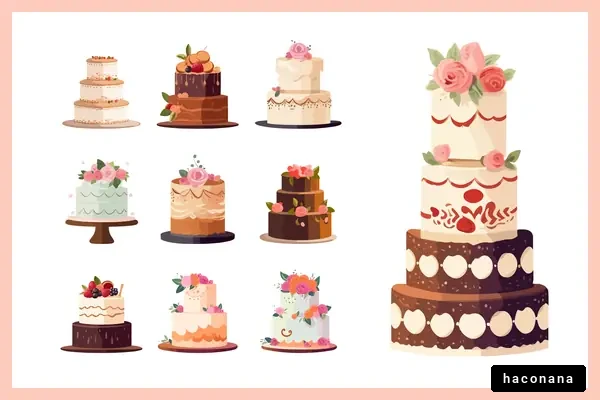 ウェディングケーキのイラストセット