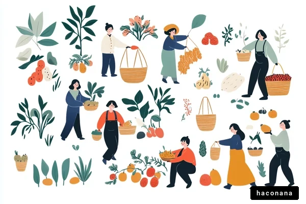 収穫の楽しみを描いたイラスト