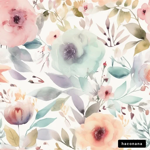 淡い花々の水彩画