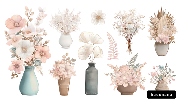 花瓶に生けられた花々