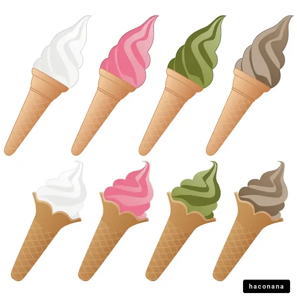 シンプルなソフトクリームのイラストセット
