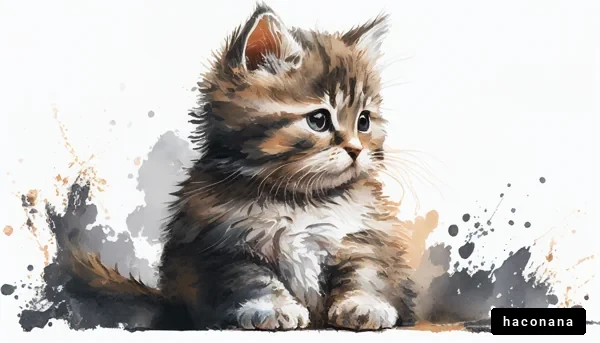 可愛い子猫の水彩画