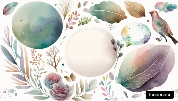 水彩風の自然モチーフ