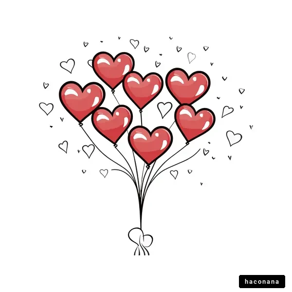 ハートの風船の束